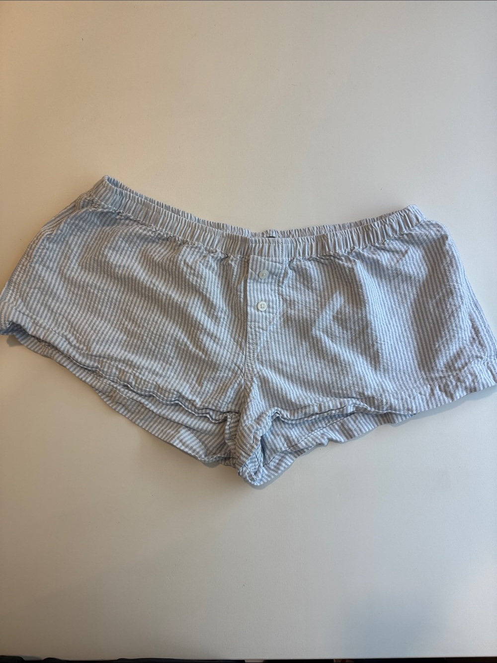 Brandy Melville Light Blue & White Striped Seersucker Shorts